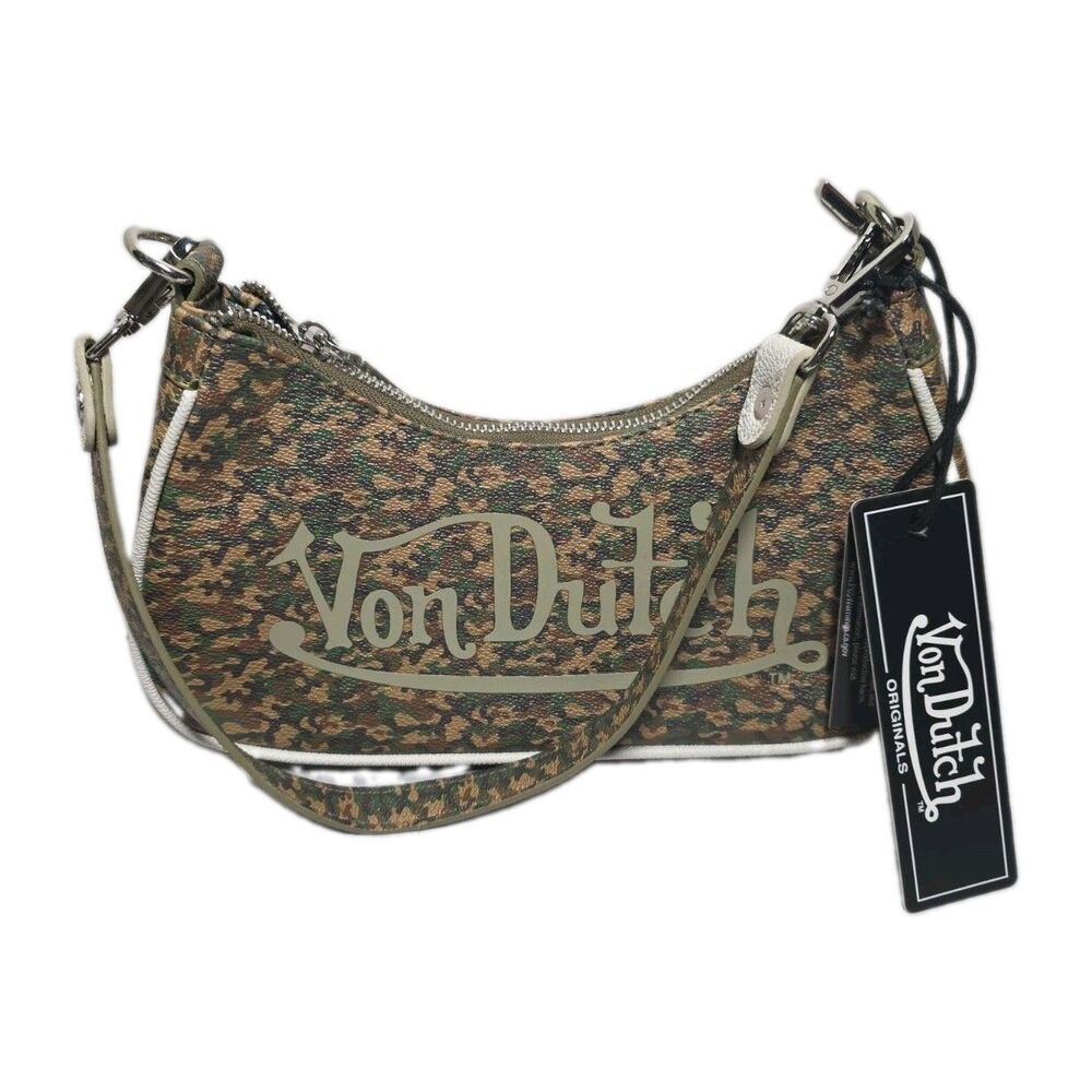 Von Dutch Shoulder Bag Camo Print Zippered Removable Strap NEW